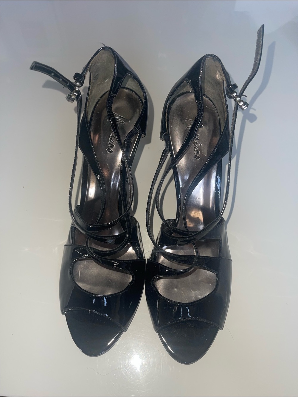 Marciano Black Patent Strappy High Heels